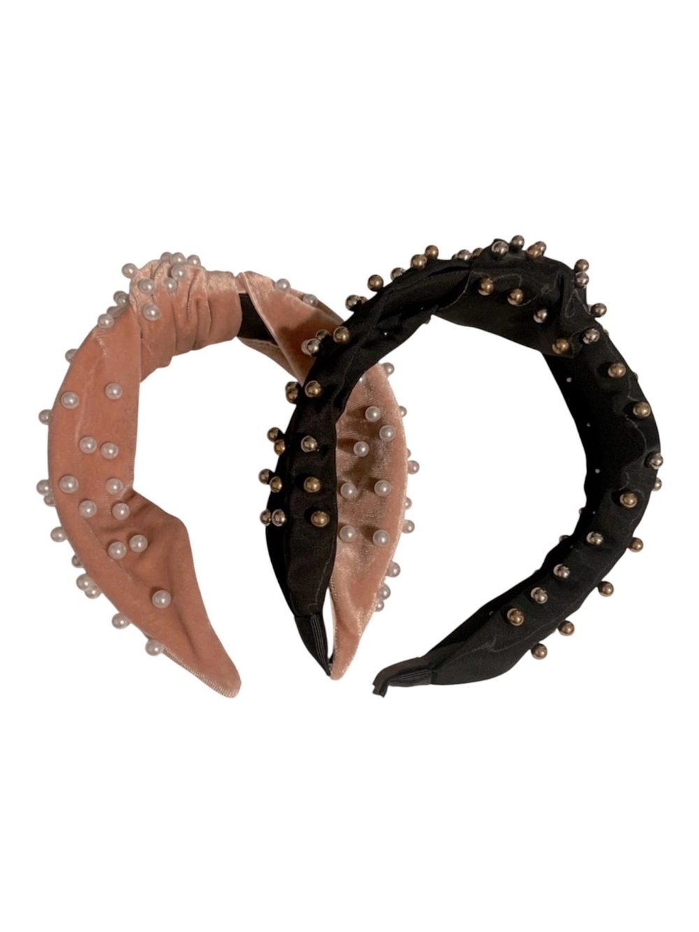 5 for 20 Cherie black & pink knotted bead headbands set of 2